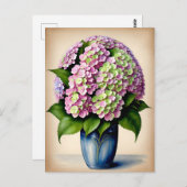 ヴィンテージピンクアジサイの花 ポストカード (正面/裏面)