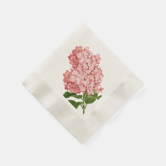ヴィンテージピンクアジサイカスタム、 縁ありカクテルナプキン (角)