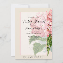 ヴィンテージピンクアジサイフローラベビーシャワー 招待状
