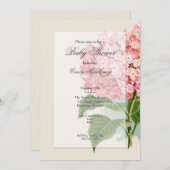 ヴィンテージピンクアジサイフローラベビーシャワー 招待状 (正面/裏面)