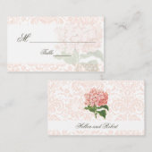ヴィンテージピンクアジサイ結婚ズ座席表 プレイスカード (正面/裏面)