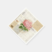 ヴィンテージピンクアジランガエフフランスのエメラナプキンズ スタンダードカクテルナプキン (角)