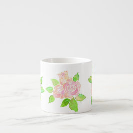 ヴィンテージピンクアルベルティンバラの水彩画 エスプレッソカップ