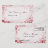 ヴィンテージピンクアンティークフローラ 名刺 (正面/裏面)