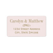 ヴィンテージピンクアンティーク結婚金ゴールド差出人住所 ラベル (正面)