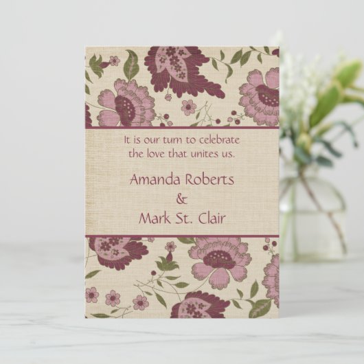 ヴィンテージピンクアンドタン結婚式招待状 招待状 (スタンド正面)