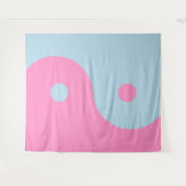 ヴィンテージピンクアンドブルー陰陽 タペストリー (正面(横))