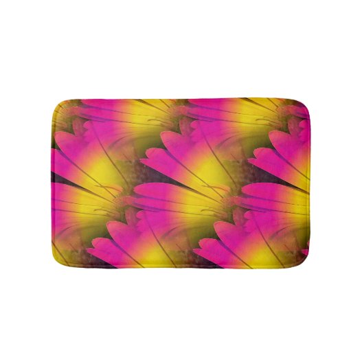 ヴィンテージピンクイエローデイジー バスマット (正面)