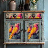 ヴィンテージピンクイエローパロッツビクトリアンイラストレーション 薄葉紙