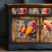 ヴィンテージピンクイエローパロッツビクトリアンイラストレーション 薄葉紙