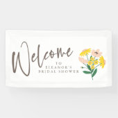 ヴィンテージピンクイエローフローラブライダルシャワーへようこそ 横断幕 (横)