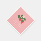 ヴィンテージピンクイチゴボホーウェディングシャワーカスタム スタンダードカクテルナプキン (角)