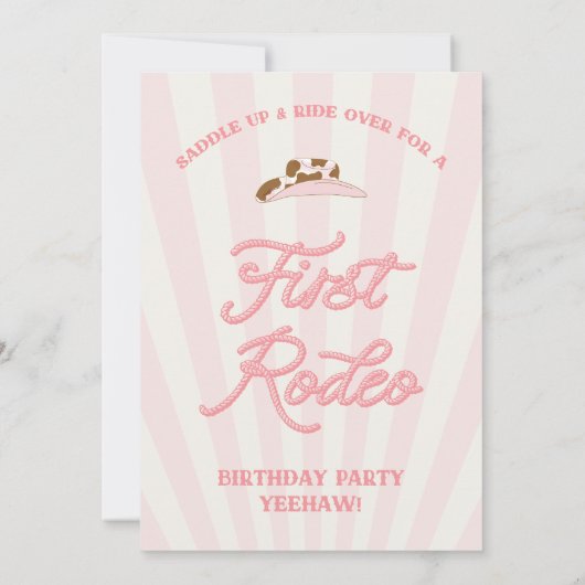 ヴィンテージピンクウェスタンファーストRodeo 1st誕生日 招待状 (裏面)