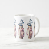 ヴィンテージピンクウォーターカラーゴルフクラブパーソナライズされた コーヒーマグカップ (正面右)