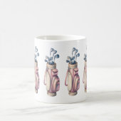 ヴィンテージピンクウォーターカラーゴルフクラブパーソナライズされた コーヒーマグカップ (中央)