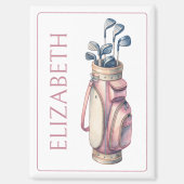 ヴィンテージピンクウォーターカラーゴルフクラブパーソナライズされた マグネット (正面)