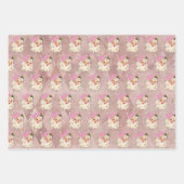 ヴィンテージピンクウォーターカラーサンタレトロ ラッピングペーパーシート (正面3)