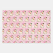 ヴィンテージピンクウォーターカラーサンタレトロ ラッピングペーパーシート (正面)