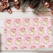 ヴィンテージピンクウォーターカラーサンタレトロ 薄葉紙