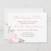 ヴィンテージピンクウォーターカラーバラ結婚ズブランチ 招待状 (正面)