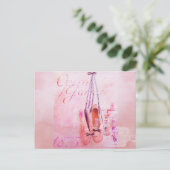 ヴィンテージピンクウォーターカラーバレリーナダンサーバレエ ポストカード (スタンド正面)