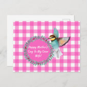 ヴィンテージピンクウォーターカラー鳥の妻の母の日 シーズンポストカード (正面/裏面)