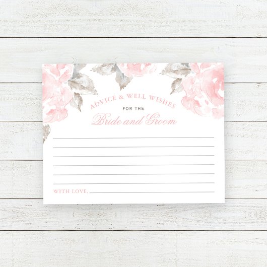 ヴィンテージピンクウォーター色バラ結婚のアドバイス ノートカード