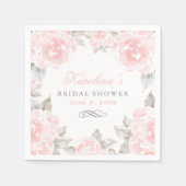ヴィンテージピンクウォーター色バラ結婚のブライダルシャワー スタンダードカクテルナプキン (正面)