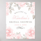 ヴィンテージピンクウォーター色バラ結婚のブライダルシャワー ポスター