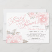 ヴィンテージピンクウォーター色バラ結婚のブライダルシャワー 招待状 (正面)