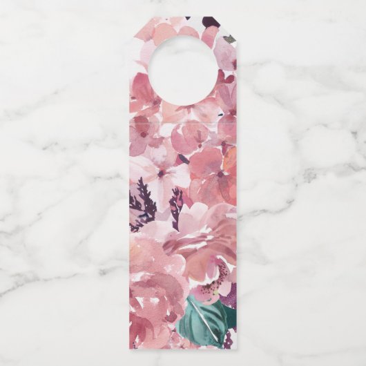 ヴィンテージピンクウォーター色フローラ大理石ありがとう ボトルネックタグ (裏面)