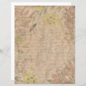 ヴィンテージピンクエイジフローラコラージスクレープブック紙 (正面/裏面)