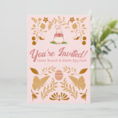 ヴィンテージピンクエステティックイースター招待状 招待状 (スタンド正面)