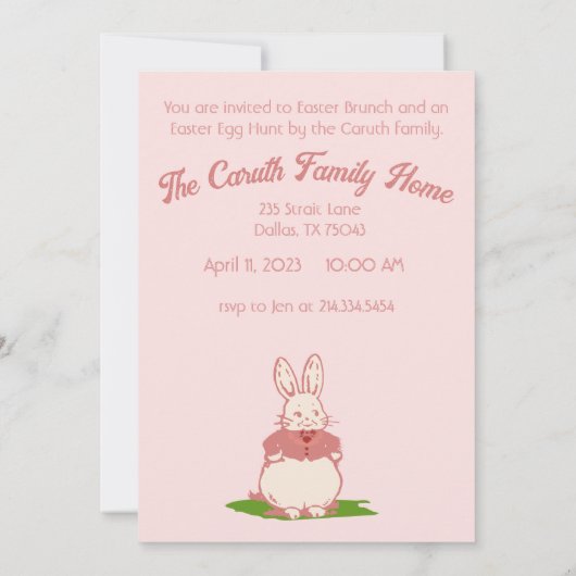 ヴィンテージピンクエステティックイースター招待状 招待状 (裏面)