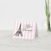 ヴィンテージピンクエッフェルタワーパリブライダルシャワー サンキューカード (正面)