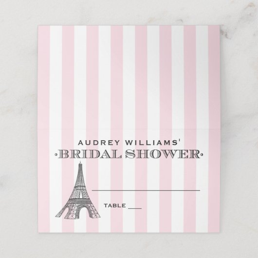 ヴィンテージピンクエッフェルタワーパリブライダルシャワー プレイスカード (外部開封)