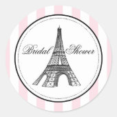 ヴィンテージピンクエッフェルタワーパリブライダルシャワー ラウンドシール (正面)