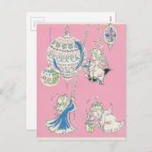 ヴィンテージピンクエンジェルスクリスマスカード シーズンポストカード (正面/裏面)