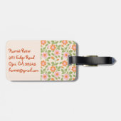 ヴィンテージピンクオレンジフローラ壁紙 ラゲッジタグ (裏面横)