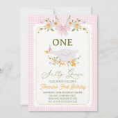 ヴィンテージピンクオレンジワン間抜けグース1歳 招待状 (正面)