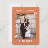 ヴィンテージピンクオレンジ結婚レトロサンキューカード 招待状 (裏面)