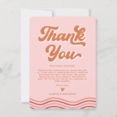 ヴィンテージピンクオレンジ結婚レトロサンキューカード 招待状 (正面)