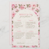 ヴィンテージピンクオンザフォンブライダルシャワーゲーム (正面/裏面)