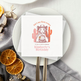 ヴィンテージピンクカウガールディスコボール誕生日パーティー スタンダードカクテルナプキン