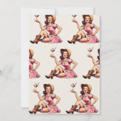 ヴィンテージピンクカクテル女性のカーボーイブライダルシャワーInvite 招待状 (裏面)