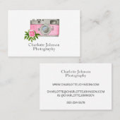 ヴィンテージピンクカメラの水色 名刺 (正面/裏面)