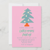 ヴィンテージピンクカラフルクリスマスツリーパーティーファンキー 招待状 (正面)