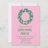 ヴィンテージピンクカラフルクリスマスボウリースパーティー 招待状 (正面)