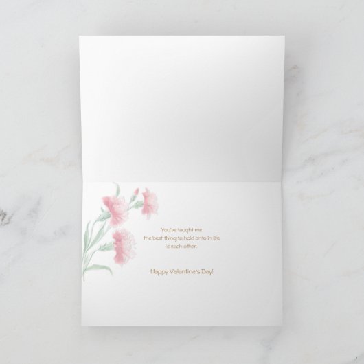 ヴィンテージピンクカーネーションバレンタイン シーズンカード (内部)