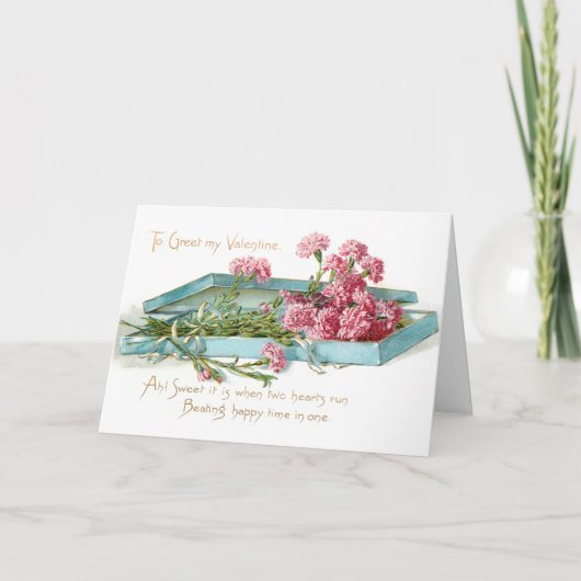 ヴィンテージピンクカーネーションバレンタイン シーズンカード (正面)